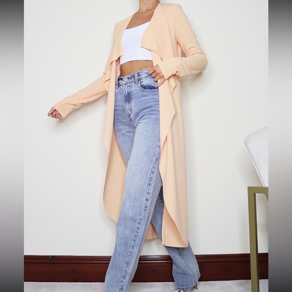 Peach Waterfall Maxi Duster Jacket - Picture 3 of 4